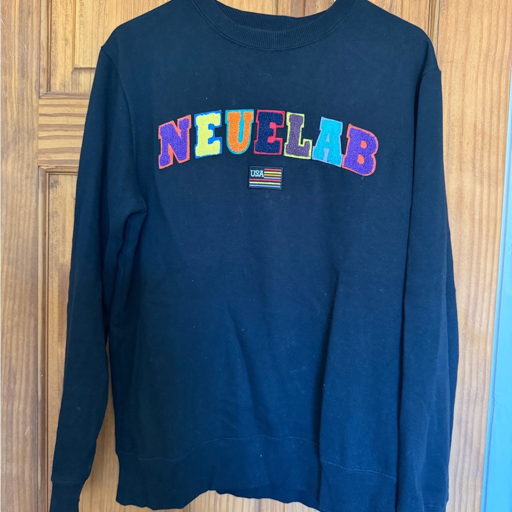 Cotton On Men's Multicolor Lettered Black Crewneck Sweater
